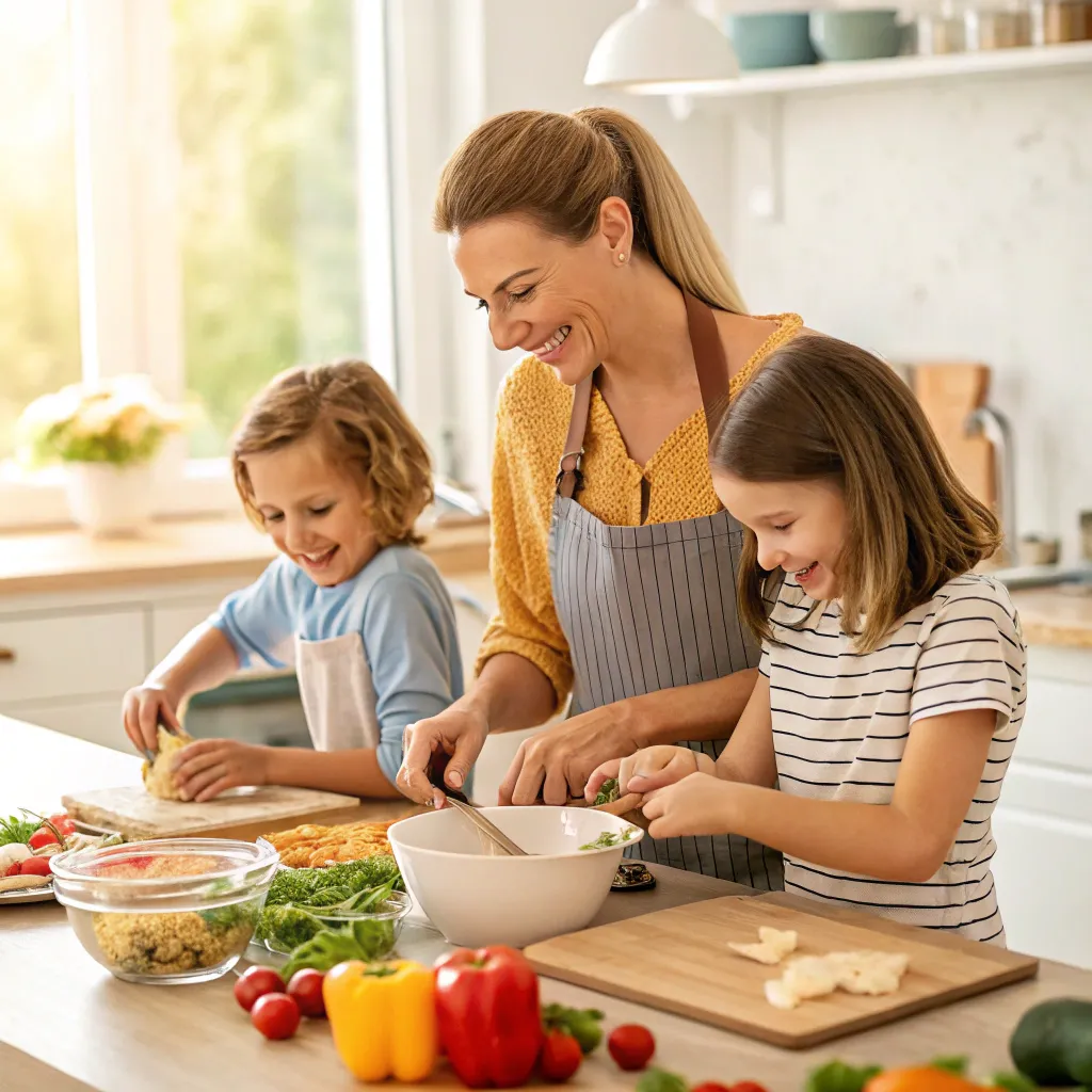 Family cooking together